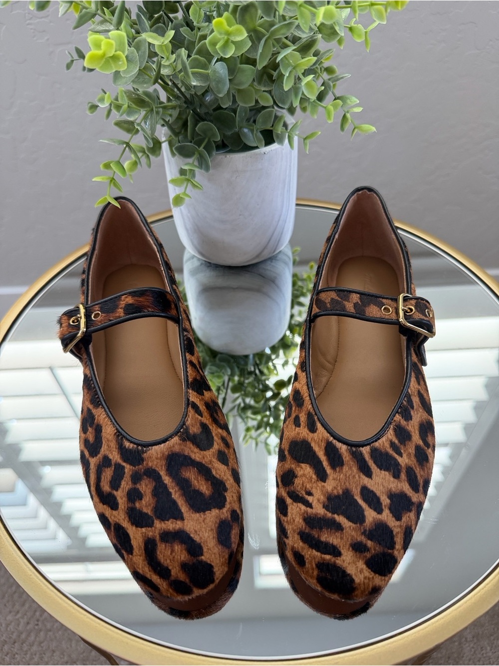 Madewell NX635 Haircalf Leopard Mary Jane Flats Size 7 NWOB - Picture 3 of 8
